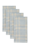 Heather Taylor Home Set-of-four Marianne Cotton-plaid Napkins In Blue