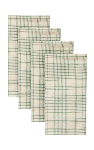 Heather Taylor Home Set-of-four Marianne Cotton-plaid Napkins In Green