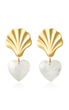 BRINKER & ELIZA BUSY MOTHER-OF-PEARL 24K GOLD-PLATED EARRINGS