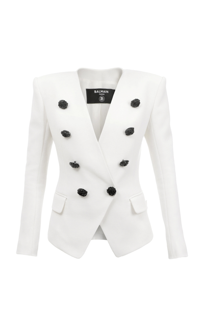 Balmain 8btn Collarless Blazer Jacke In Optical White