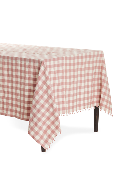 Heather Taylor Home Large Cotton-gingham Tablecloth In Pink