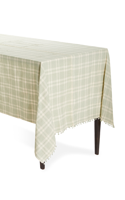 Heather Taylor Home Large Marianne Cotton-plaid Tablecloth In Green