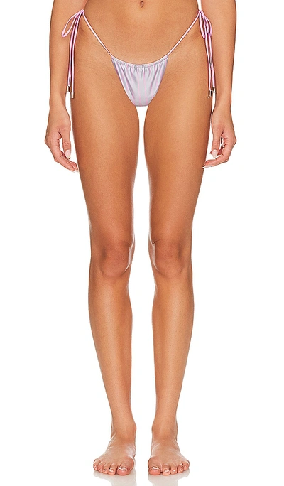 Poster Girl Woods Bikini Bottom In Grey & Pink Pinstripe