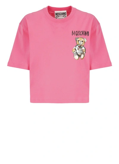 Moschino Teddy Bear T-shirt Fuchsia In Pink