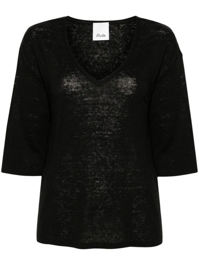 Allude Linen Top In Black