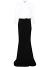 ELISABETTA FRANCHI BLACK/WHITE COTTON PANELLED DESIGN DRESS