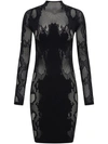 Dion Lee Mockneck Lace Minidress In Black