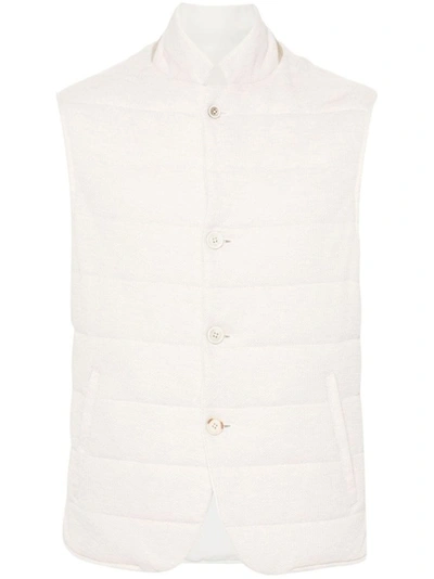 Eleventy Baseball-collar Textured Gilet In White