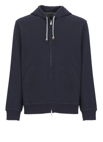 Brunello Cucinelli Sweatshirt With Zip And Hood In Black