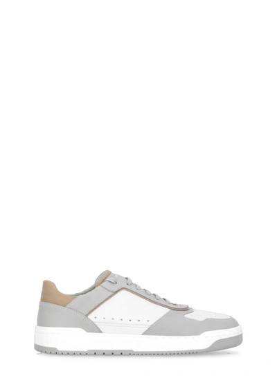 Brunello Cucinelli Logo-patch Leather Sneakers In White