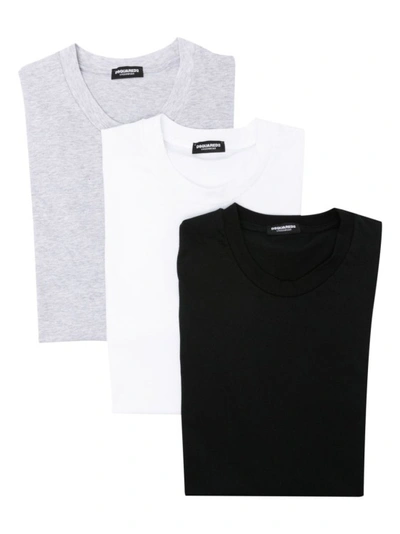 Dsquared2 Crew-neck Cotton T-shirts (pack Of Three) In White