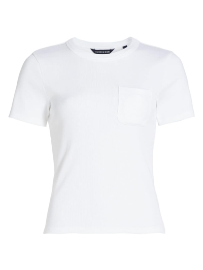 Veronica Beard Women's Pruitt Logo Pocket Stretch Cotton T-shirt In White