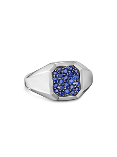 David Yurman Men's Streamline Signet Ring In Sterling Silver In Sapphire