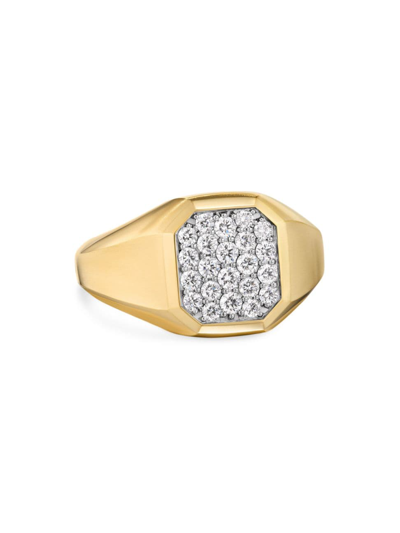 David Yurman Men's Streamline Signet Ring With Diamonds In 18k Gold, 14mm