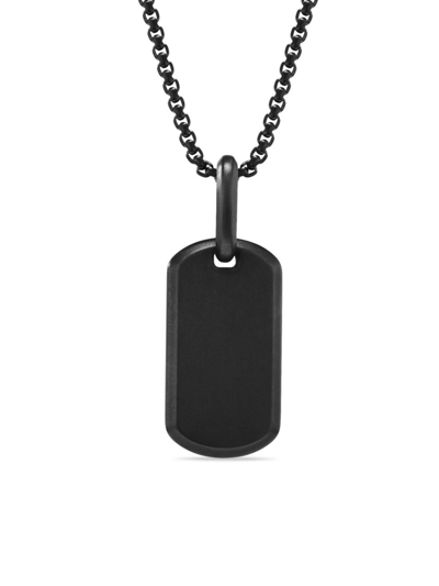 David Yurman Titanium Chevron Tag Pendant In Black