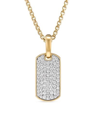 David Yurman Men's Chevron Tag Enhancer With Diamonds In 18k Gold, 21mm In Adi