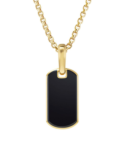 David Yurman Men's Chevron Tag In 18k Yellow Gold In Black Onyx
