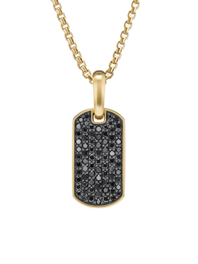 David Yurman Men's Chevron Tag Enhancer With Diamonds In 18k Gold, 21mm In Black Diamond