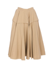 Bottega Veneta Flared Waist Layered Midi Ruffle Skirt In Beige