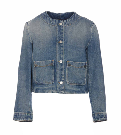 Givenchy Chain-detailed Denim Jacket In Blue