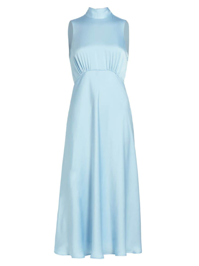 Favorite Daughter The Whisk Me Away Satin Dress In Sky Blue