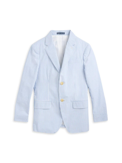 Polo Ralph Lauren Little Boy's & Boy's Seersucker Single-breasted Jacket In Blue White