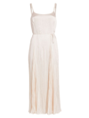 Vince Pleated Crushed Satin Midi Slip Dress In Chiffon