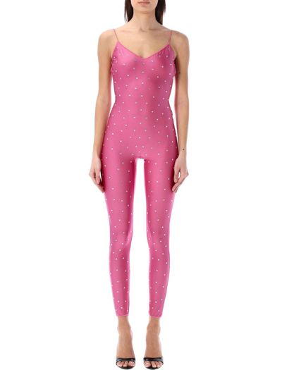 Oseree Crystal-embellished Jumpsuit In Flamingo Pink