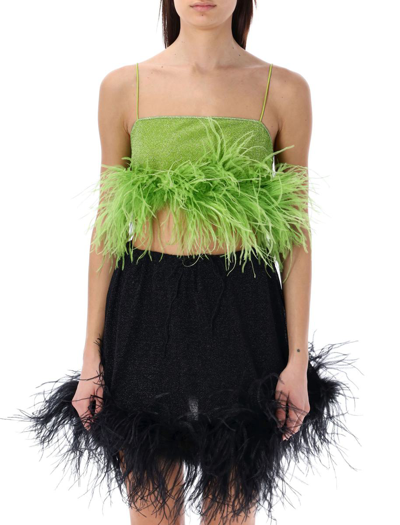 Oseree Oséree Lumière Feather Top In Lime