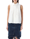 Sacai Layered Pleated Poplin Shirt In White