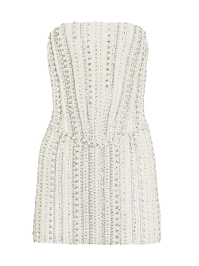 Retroféte Esmeray Embellished Strapless Minidress In White