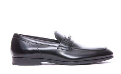 Tod's T Timeless Leather Loafers In Black