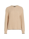 Atm Anthony Thomas Melillo Cotton Blend Cable Crew Neck Sweater In Shiitake