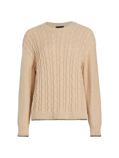 Atm Anthony Thomas Melillo Cotton Blend Cable Crew Neck Jumper In Shiitake