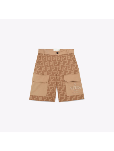 Fendi Kids' Beige Stretch Gabardine Junior Bermudas