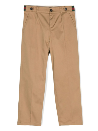 Gucci Kids' Beige Stretch-cotton Trousers