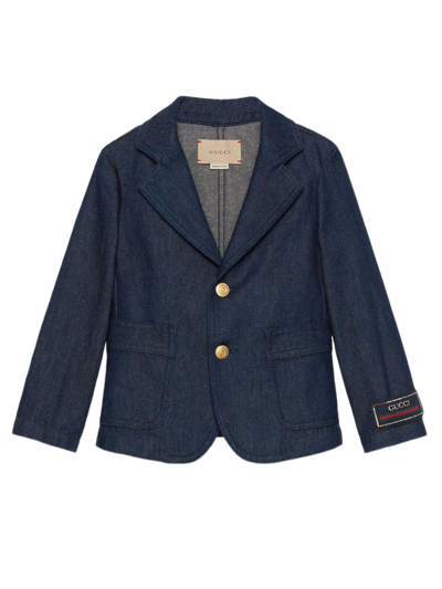 Gucci Kids' Dark Blue Washed Denim Jacket