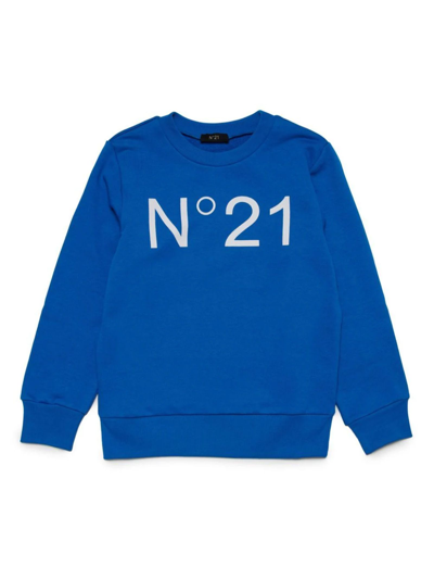 N°21 Kids' Royal Blue Cotton Sweatshirt