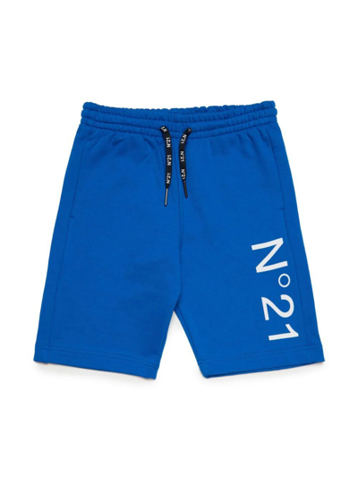 N°21 Kids' Logo-print Cotton Shorts In Blue