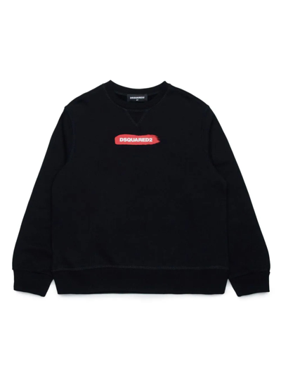 Dsquared2 Kids' Logo-print Cotton Sweatshirt In Black
