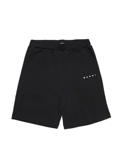 Marni Kids' Logo印花短裤 In Black