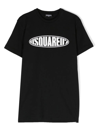 Dsquared2 Kids' Black Cotton T-shirt In Nero
