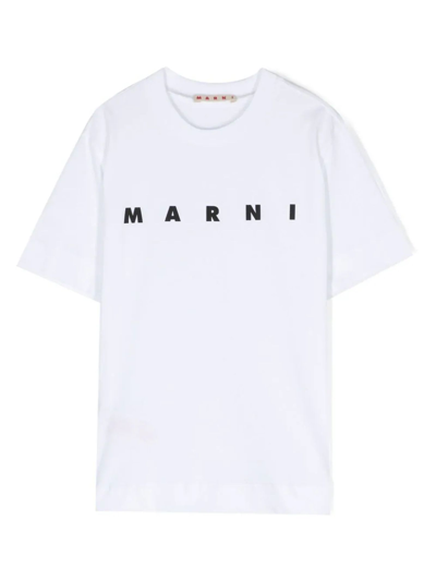 Marni Kids' Logo-print Cotton T-shirt In White