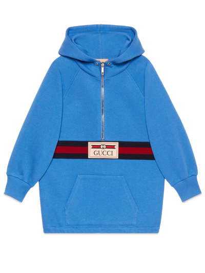 Gucci Kids' Cotton Jacket With Label In Clear Blue