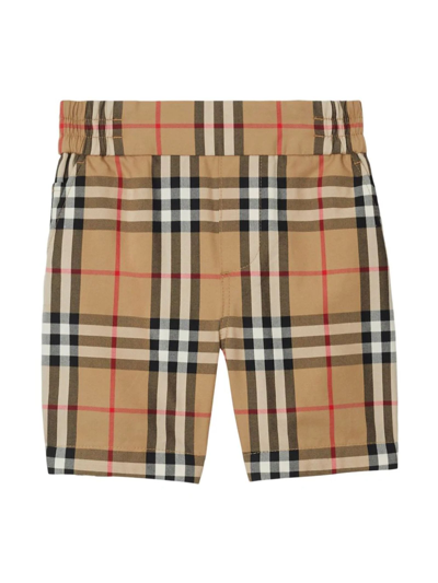 Burberry Kids' Vintage Check Elasticated Cotton Shorts In Archive Beige