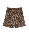 Fendi Bermuda Con Logo All-over In Brown