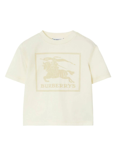 Burberry Kids' Light Beige Cotton T-shirt In White