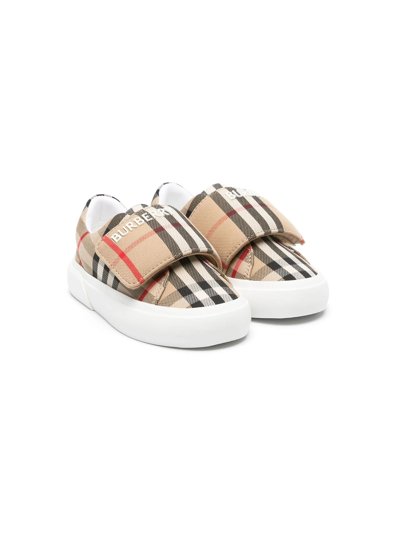 Burberry Kids' Vintage Check Pattern Trainers In Beige