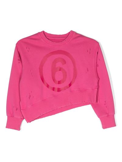 Maison Margiela Kids' Raspberry Pink Cotton Sweatshirt