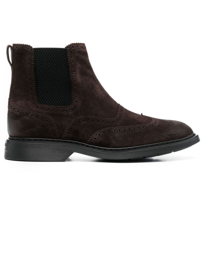 Hogan Brown Leather Ankle Boot